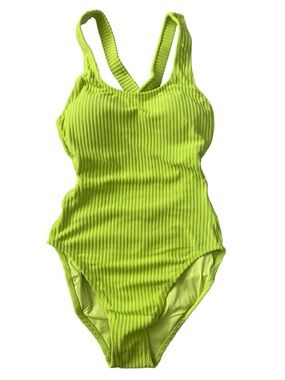 Andie Tulum Ribbed Neon Lime One-Piece NWT